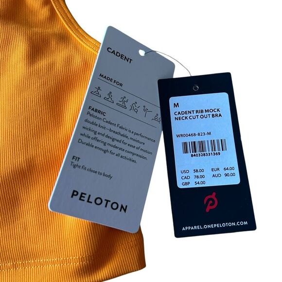 Peloton‎ Women’s M Cadet Rib High Neck Cutout Sports Bra Bright Orange Athletic - Picture 3 of 12